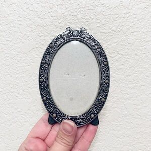 Gorgeous Vintage Silver Metal  Mini Oval Photo Frame   ornate Whimsigoth Goth